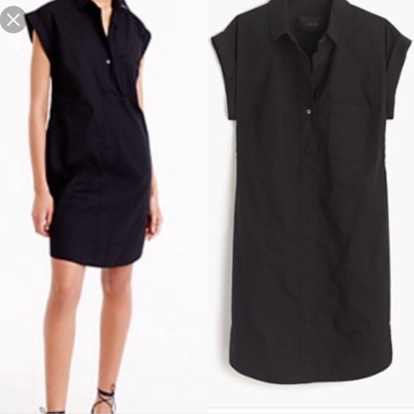 J Crew Short Sleeve Cotton Shirt Dress in Bkack - Picture 2 of 13
